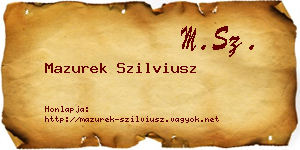 Mazurek Szilviusz névjegykártya